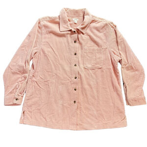 Women's L.L.Bean Comfort Corduroy Relaxed Shirt size XL Adobe Rose